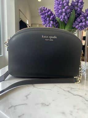 Kate Spade New York Dome Single Zip Leather Crossbody Gold Chain & Leather Strap
